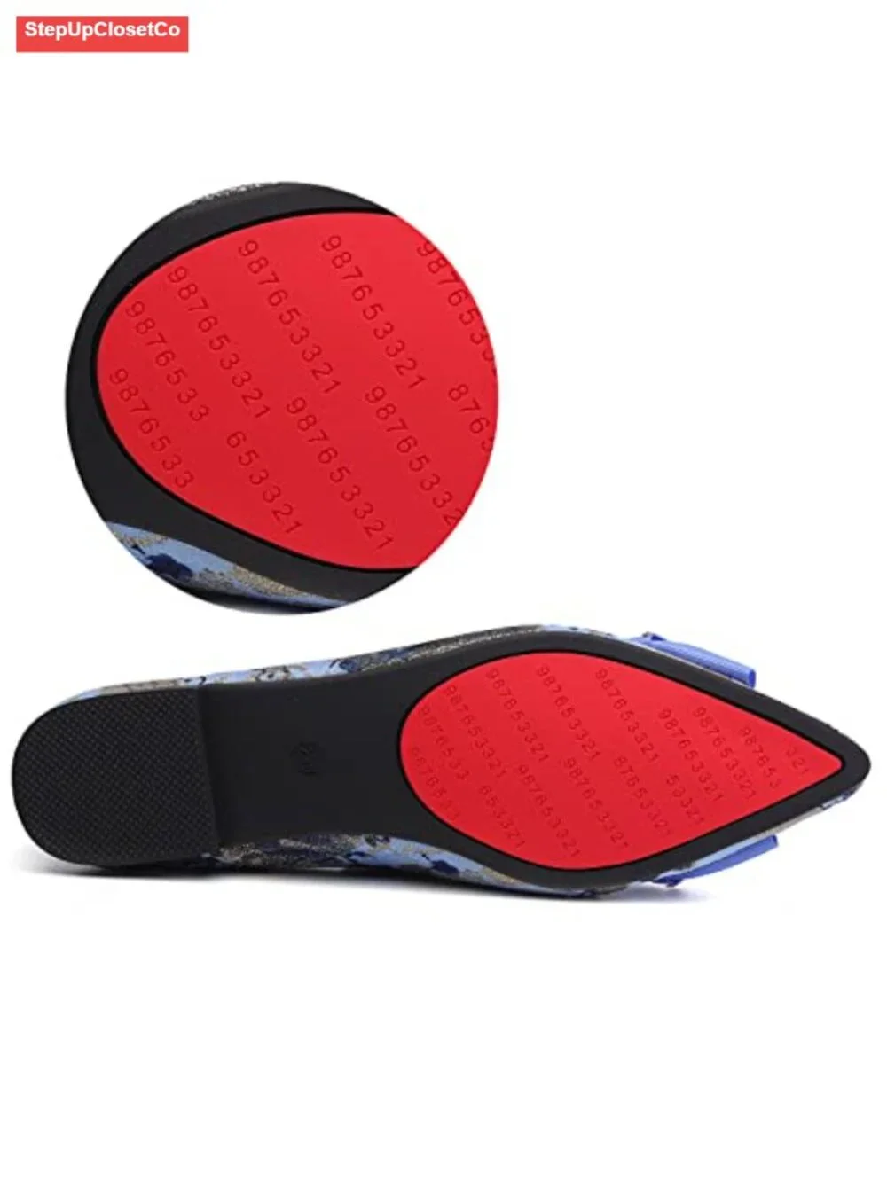 Women's Pointed Toe Bow Embroidery Ballet Flats Slip On Dressy Shoes